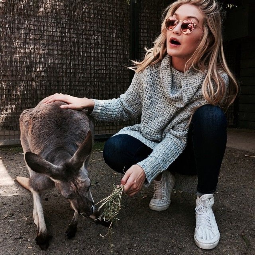 Free people Dylan tweedy oversized sweater as seen on aso Gigi hadid